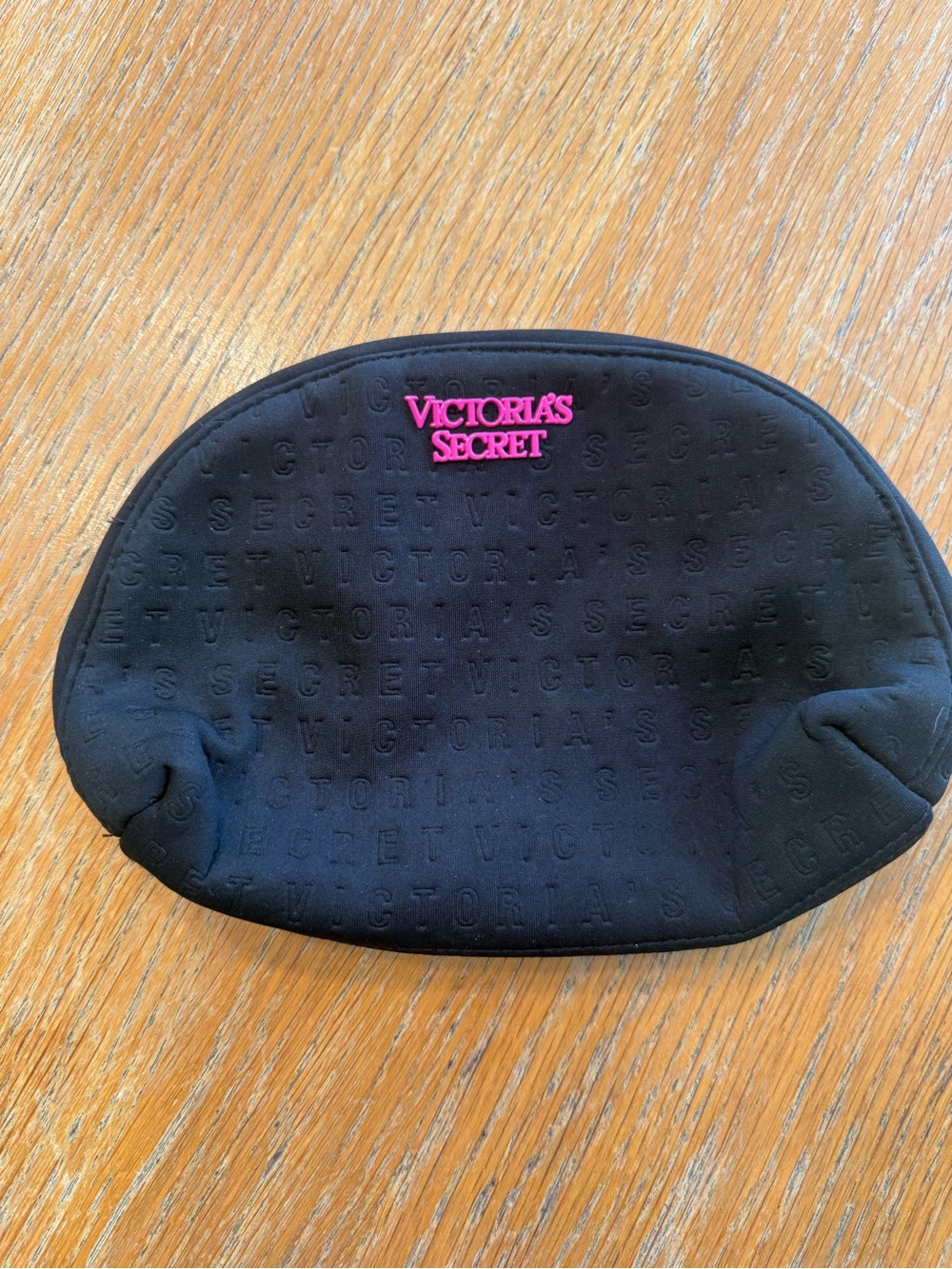 Victoria's Secret Black Cosmetic Pouch with Hot Pink Logo Patch